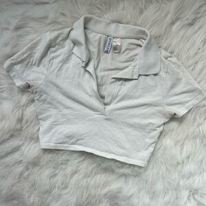 H&M Women's White Cropped Polo Top